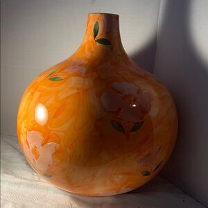 Orange Floral Vase Made in  16 inches